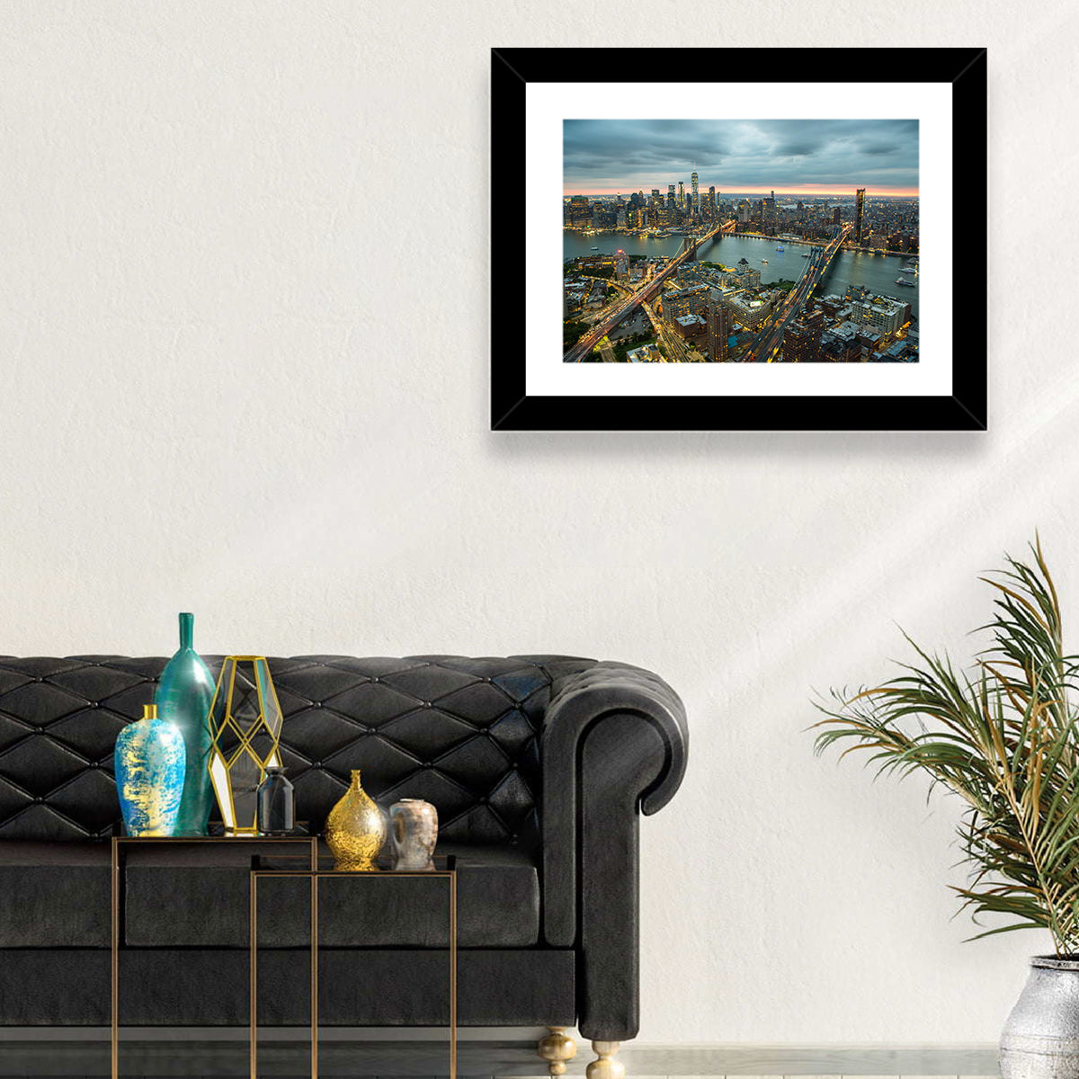 New York Twilight Cityscape Wall Art in a room, landscape