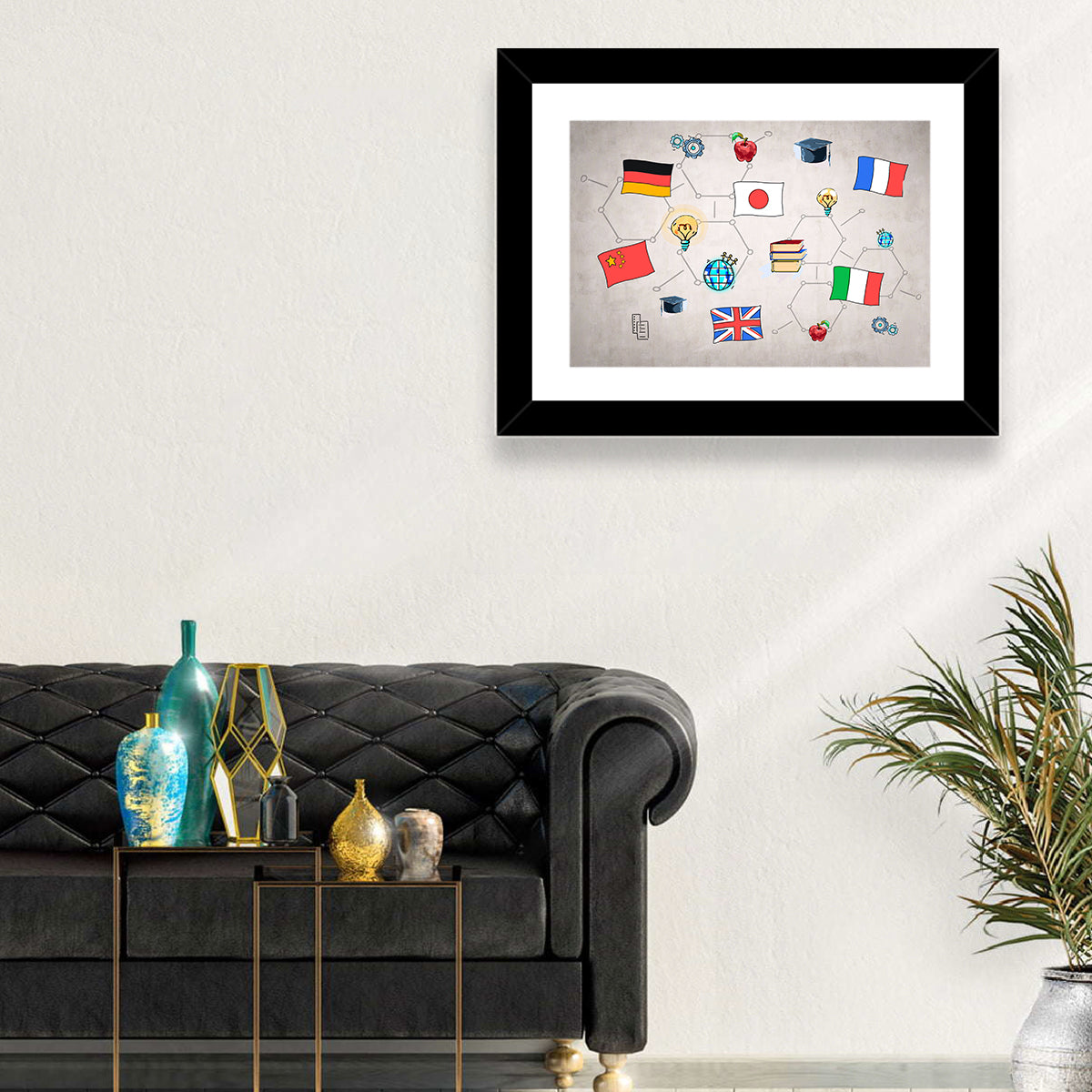 Global Flags Network Wall Art in a room, landscape