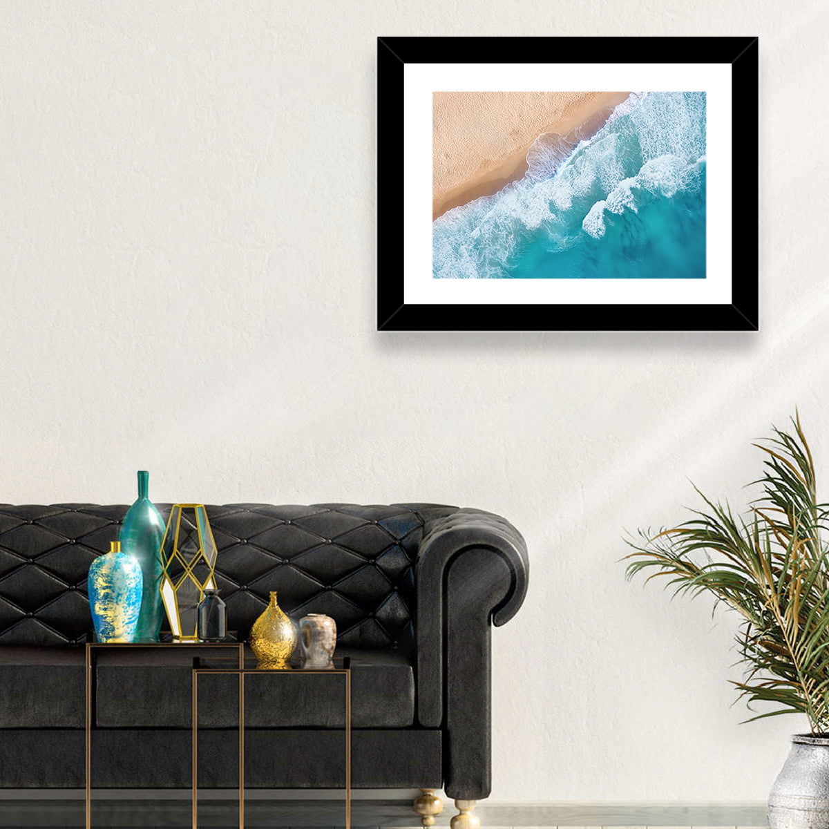 Aerial Turquoise Beach Waves Wall Art