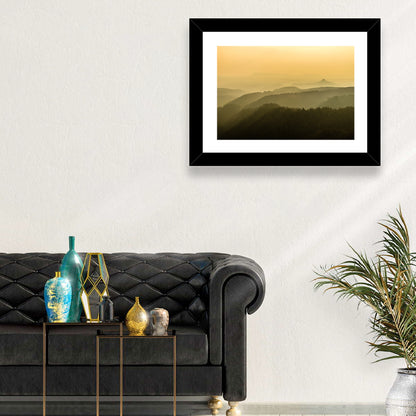 Misty Golden Ridge Landscape Wall Art