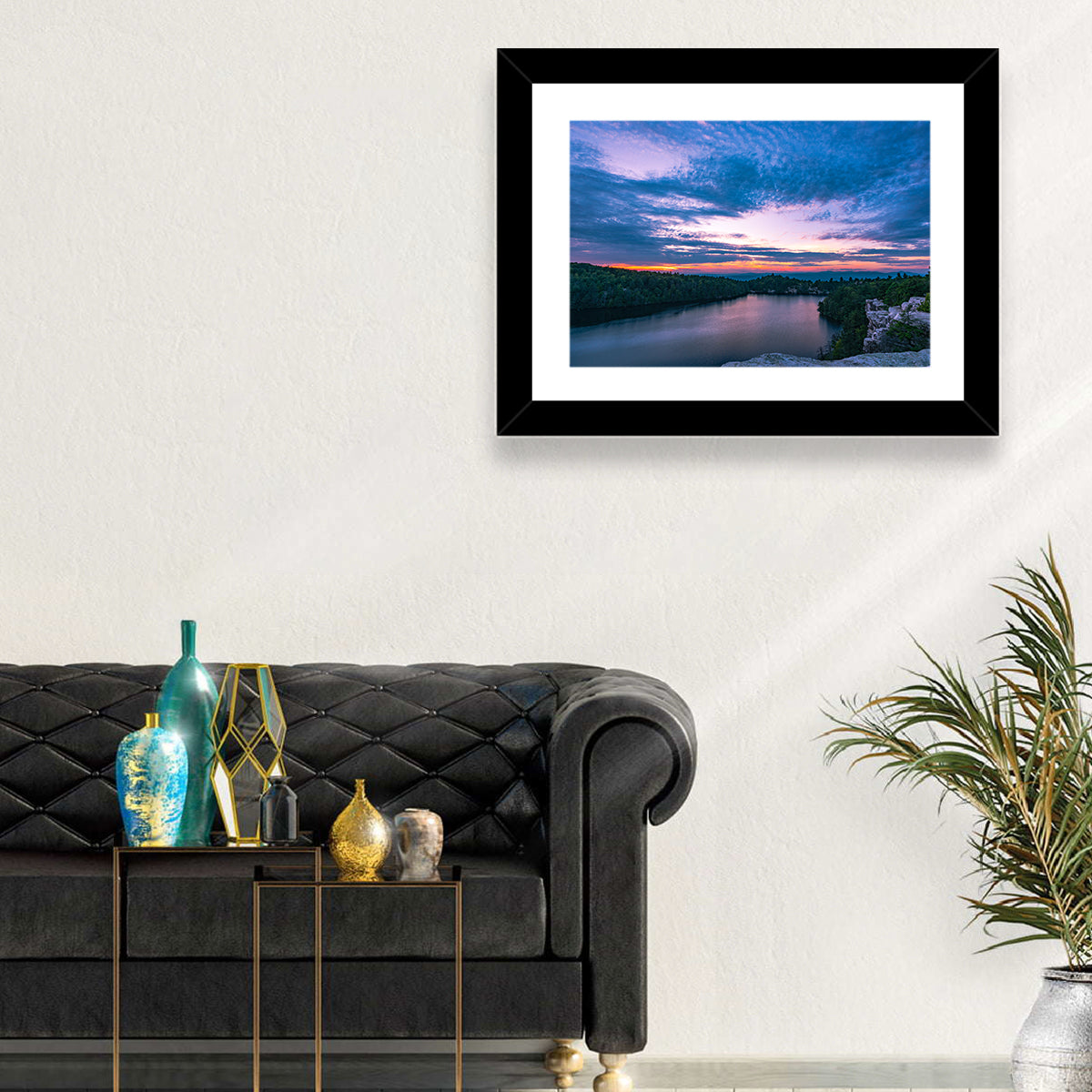 Lake Minnewaska Sunset Wall Art in a room, landscape