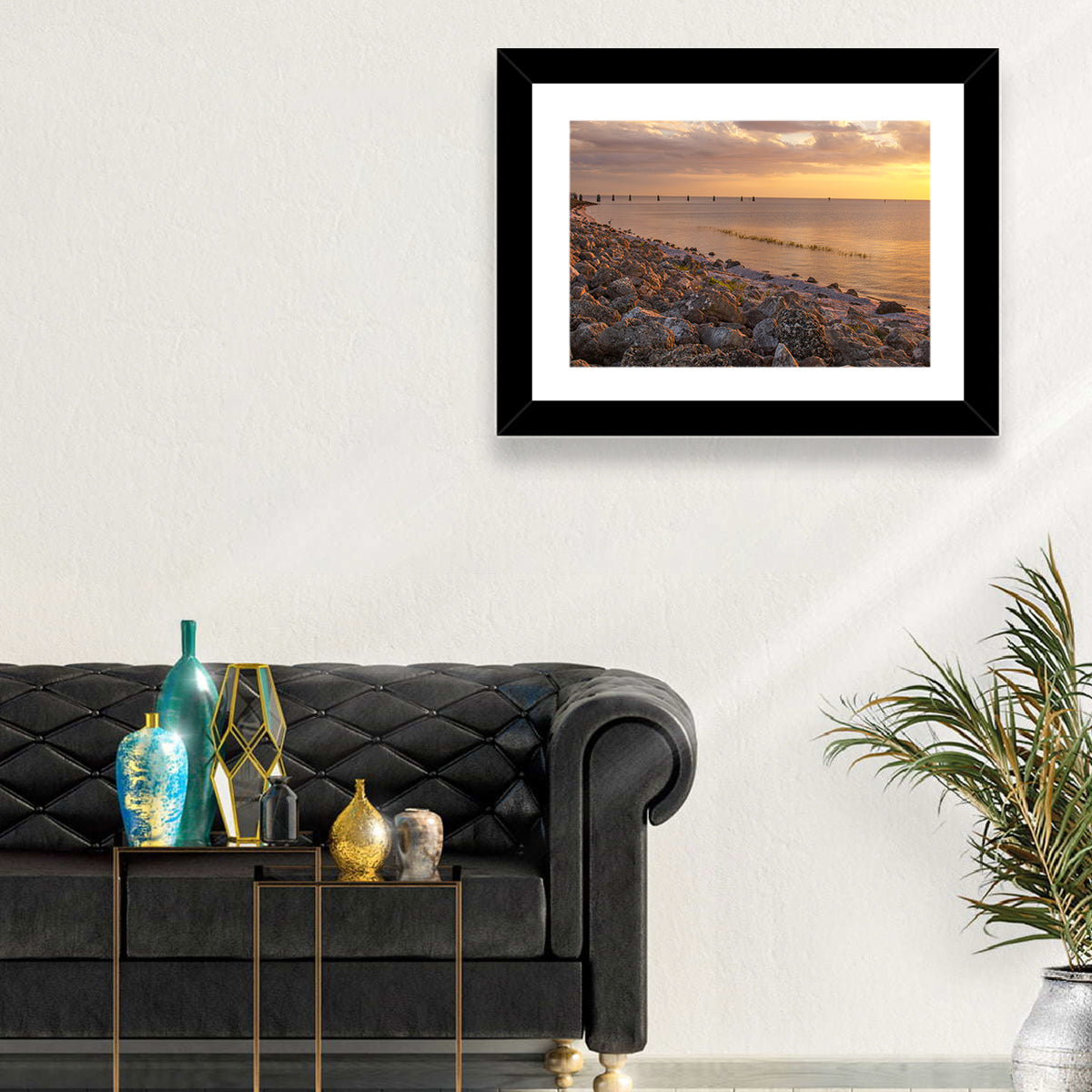 Lake Okeechobee Rocky Shore Sunset Wall Art