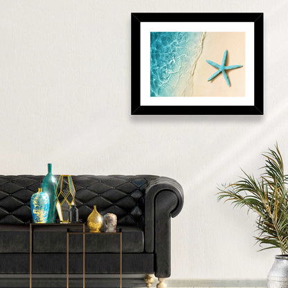 Blue Starfish on Sandy Beach Wall Art