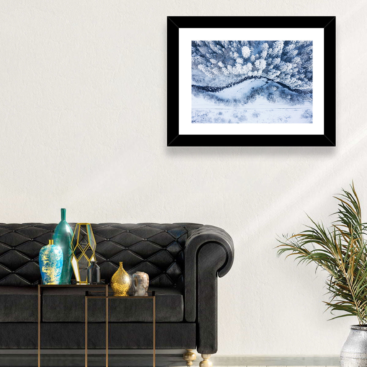 Winding Snowy River Wall Art in a room, landscape
