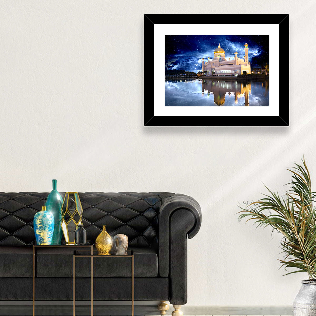 Omar Ali Saifuddien Mosque at Night Wall Art in a room, landscape