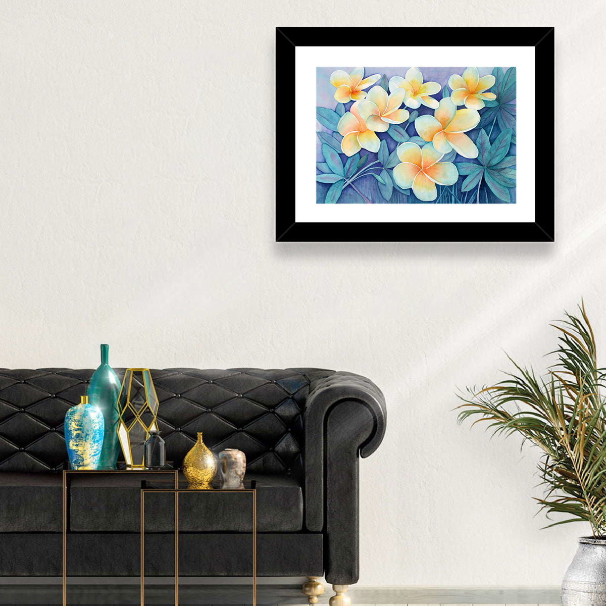 Watercolor Frangipani Cluster Wall Art