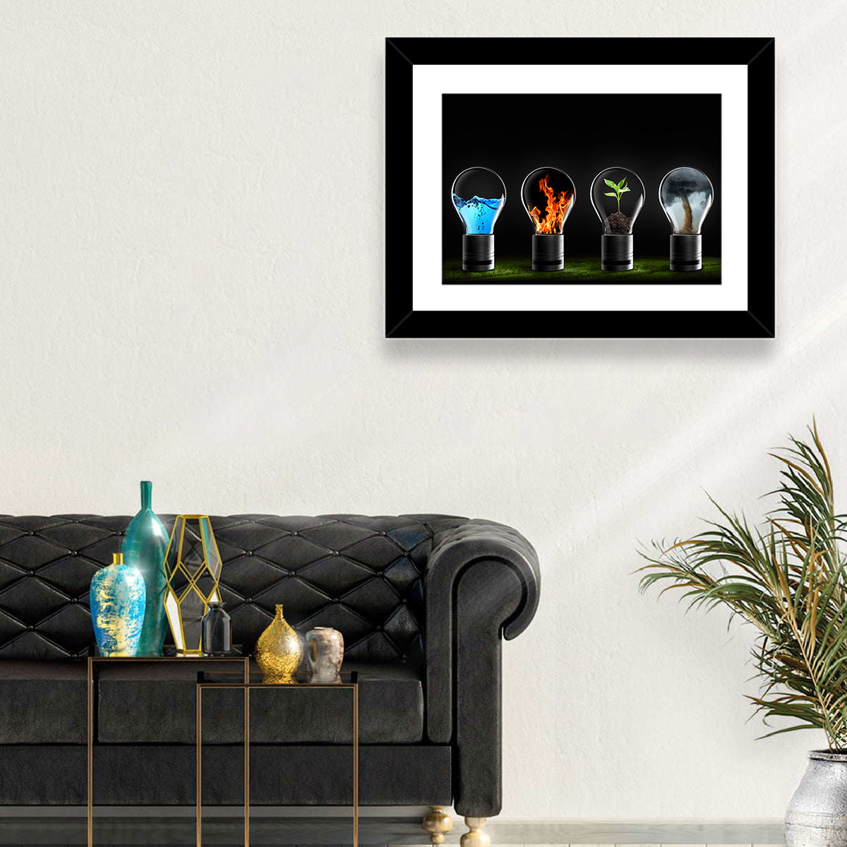 Elemental Light Bulbs Wall Art in a room, landscape
