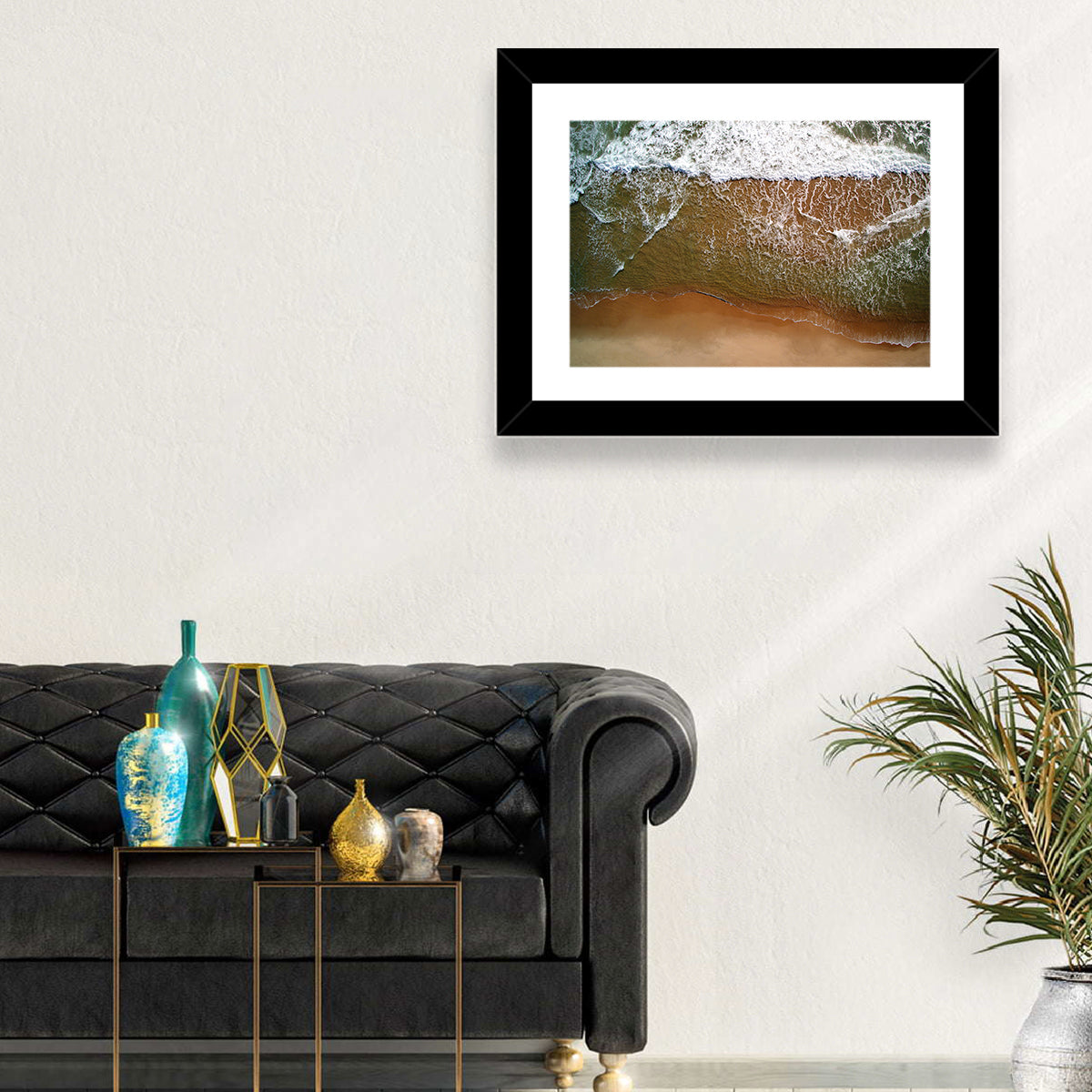 Misquamicut Beach Aerial View Wall Art in a room, landscape