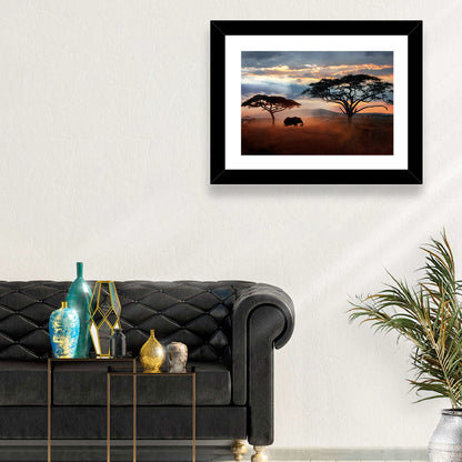 Savanna Elephant at Sunset Wall Art