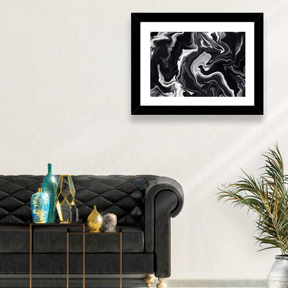 Flowing Black Marble Abstract Wall Art