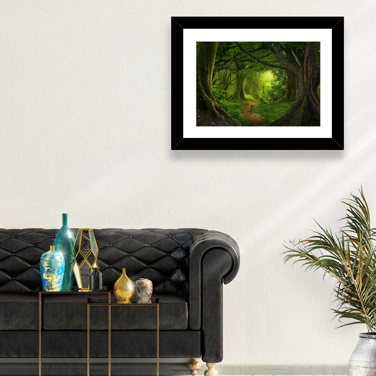 Tropical Forest Path Wall Art in a room, landscape