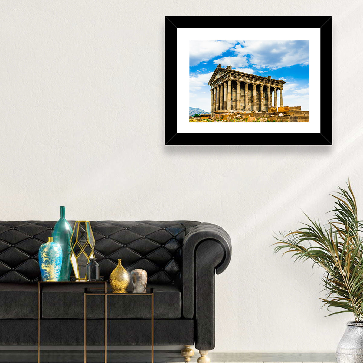 Temple of Garni Vintage Landscape Wall Art in a room, landscape