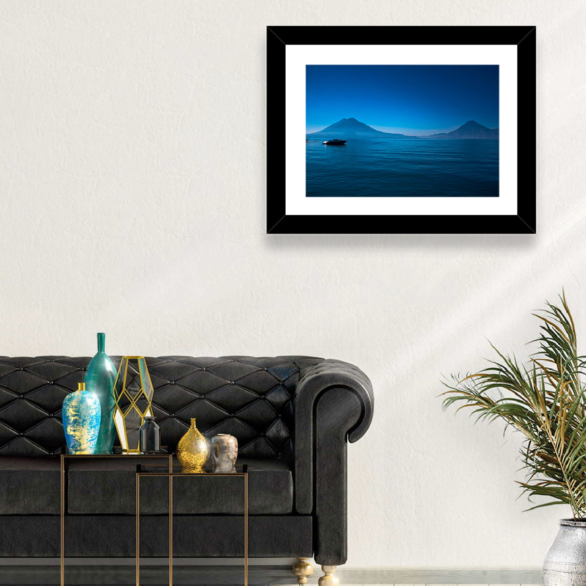 Boat on Lake Atitlán Wall Art in a room, landscape