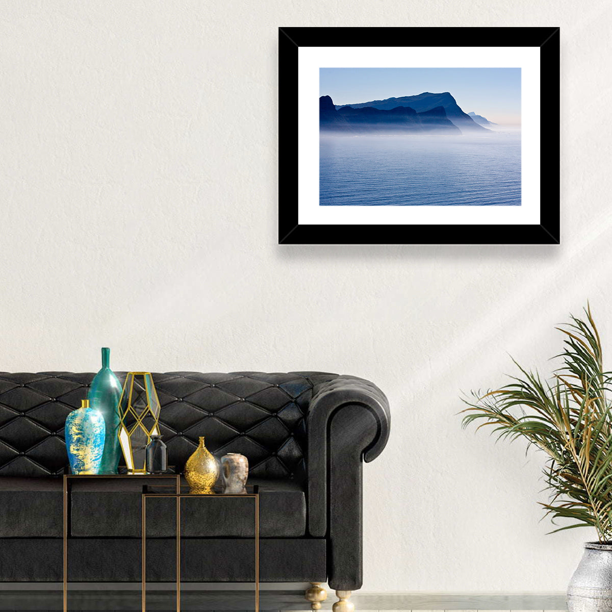 Misty Coastal Cliffs and Mountain Layers Wall Art