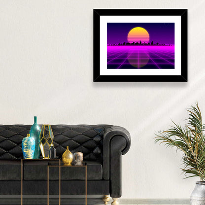 Neon Sunrise Skyline Wall Art