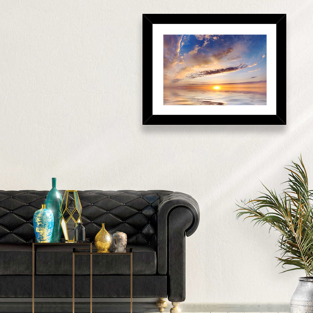 Sunlit Clouds Over Calm Sea Wall Art
