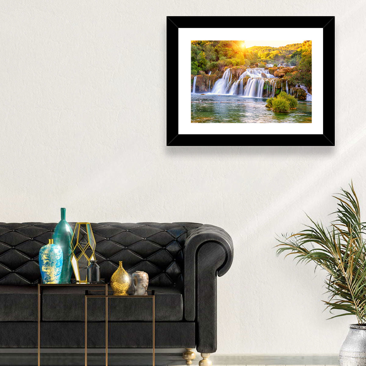 Skradinski Buk Waterfall at Golden Hour Wall Art in a room, landscape