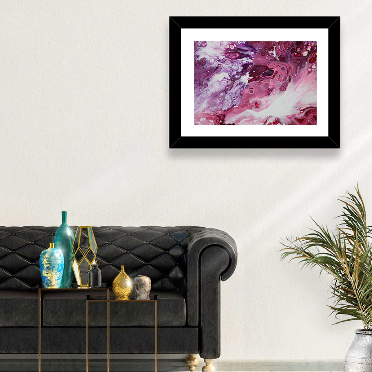 Flowing Bubbles Abstract Wall Art in a room, landscape