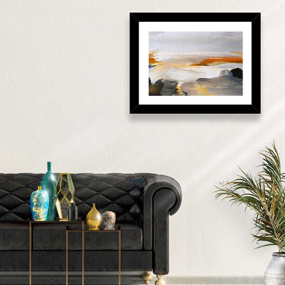 Misty Coastal Horizon Wall Art