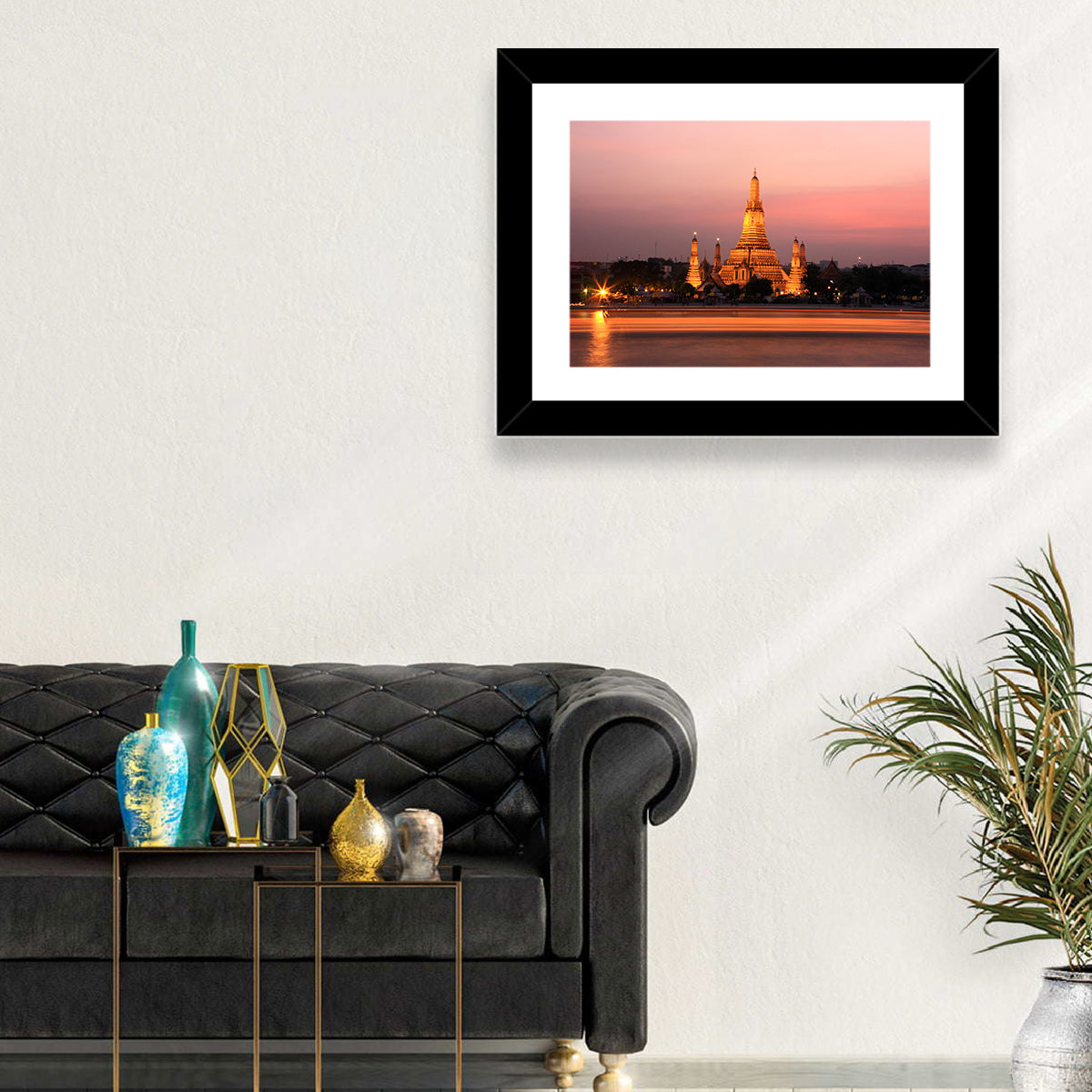 Wat Arun at Dusk Wall Art in a room, landscape