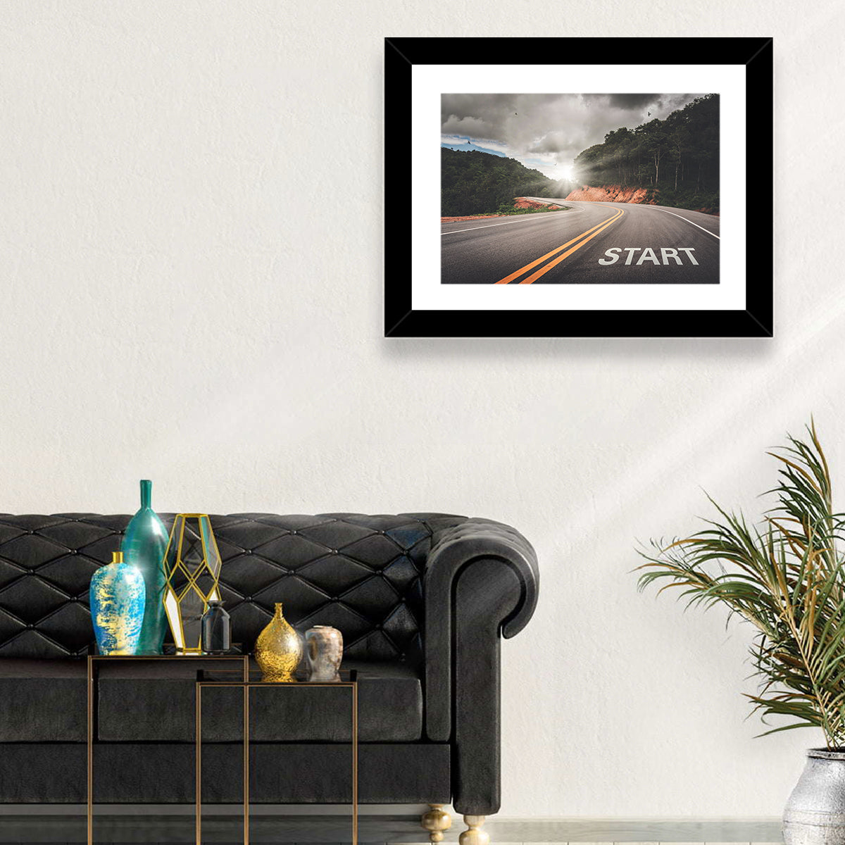 Start of a Journey, Sunrise Road Wall Art in a room, landscape