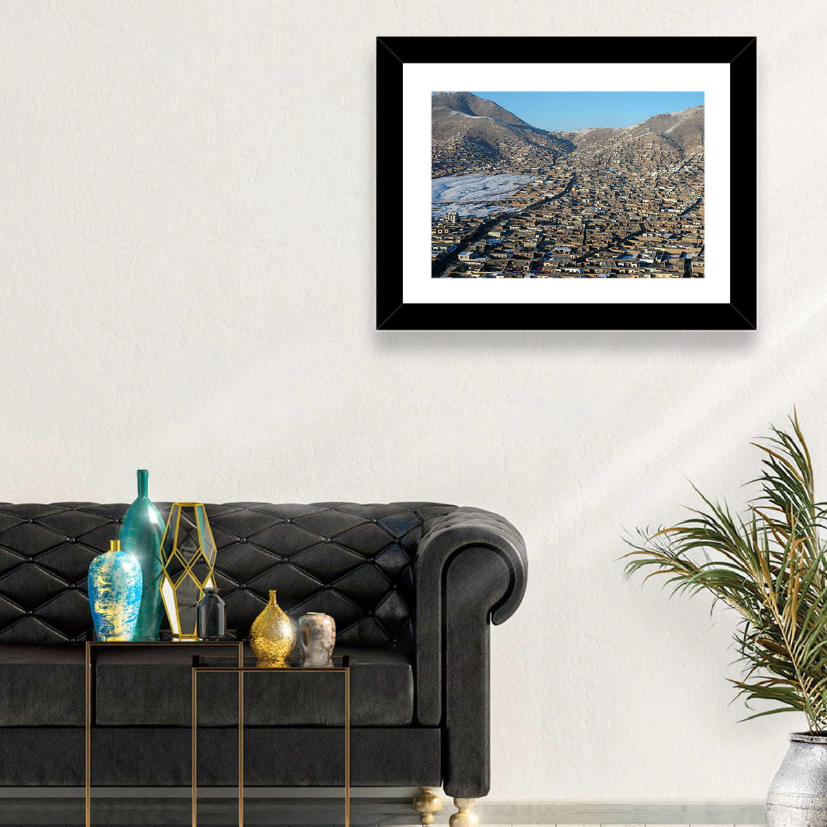 Kabul Winter Cityscape Wall Art in a room, landscape