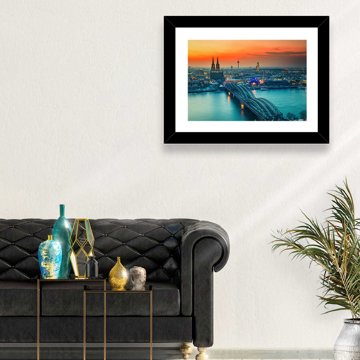 Hohenzollern Bridge at Dusk Wall Art in a room, landscape