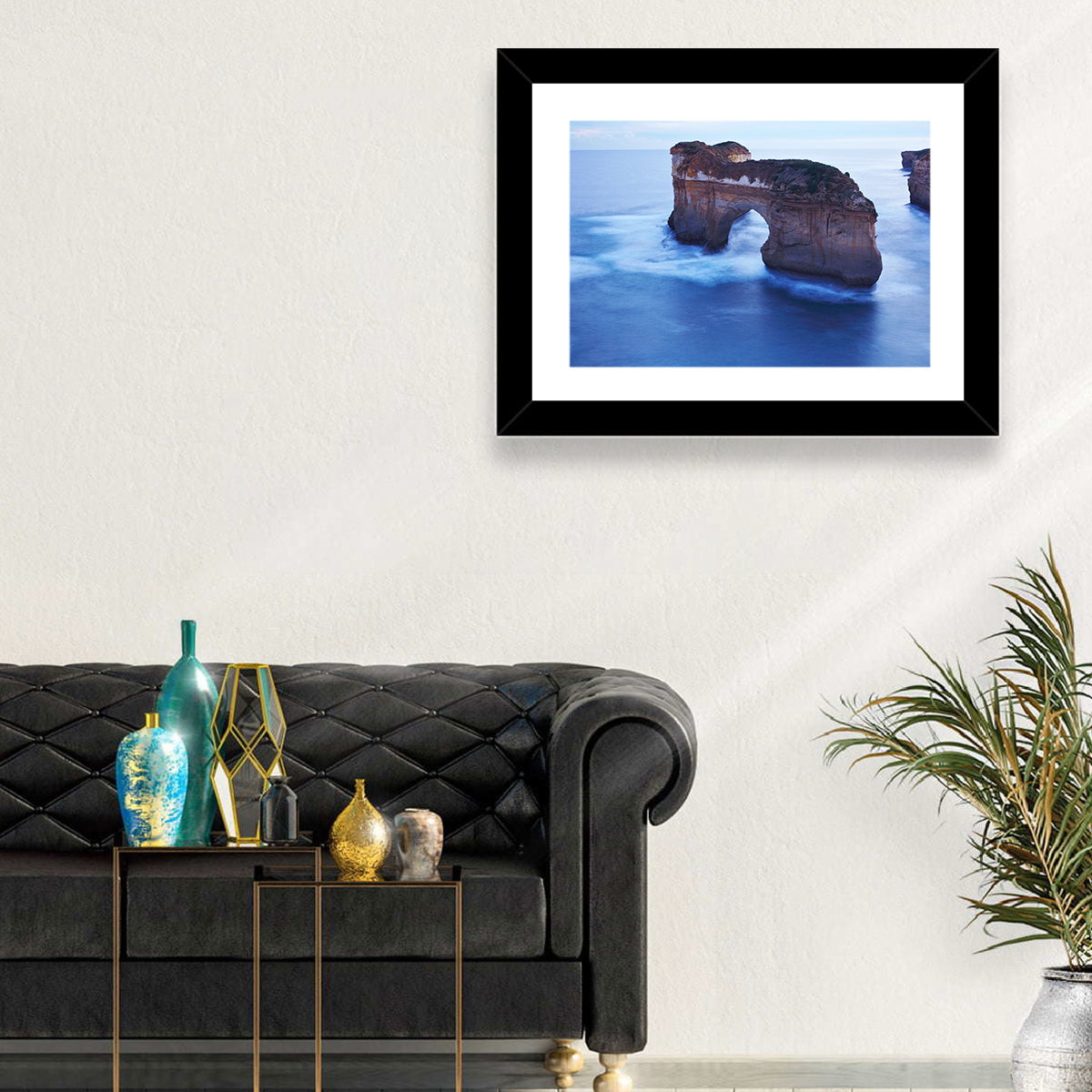 London Arch Ocean Cliffs at Dawn Wall Art in a room, landscape