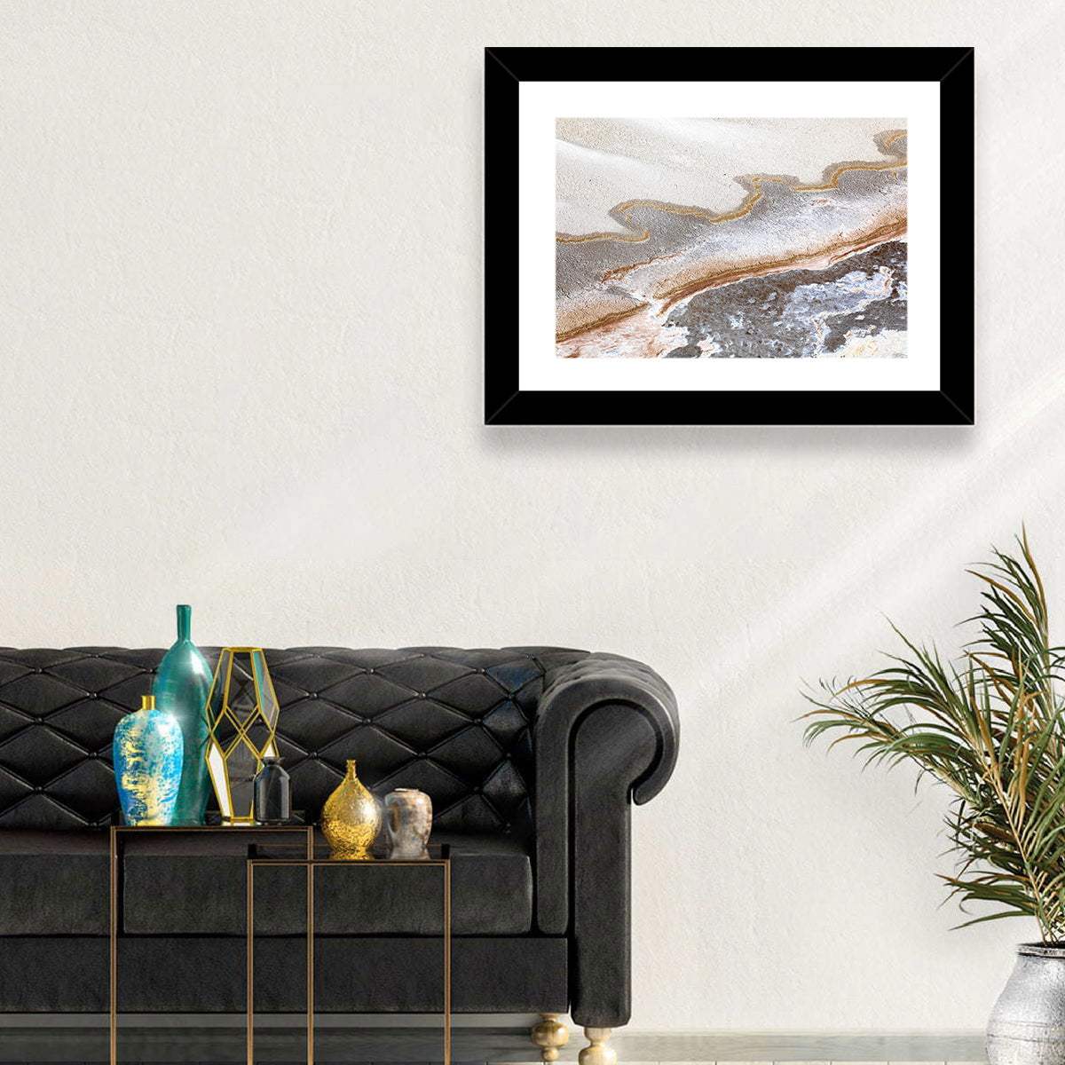 Lake Eyre Salt Flats Wall Art in a room, landscape