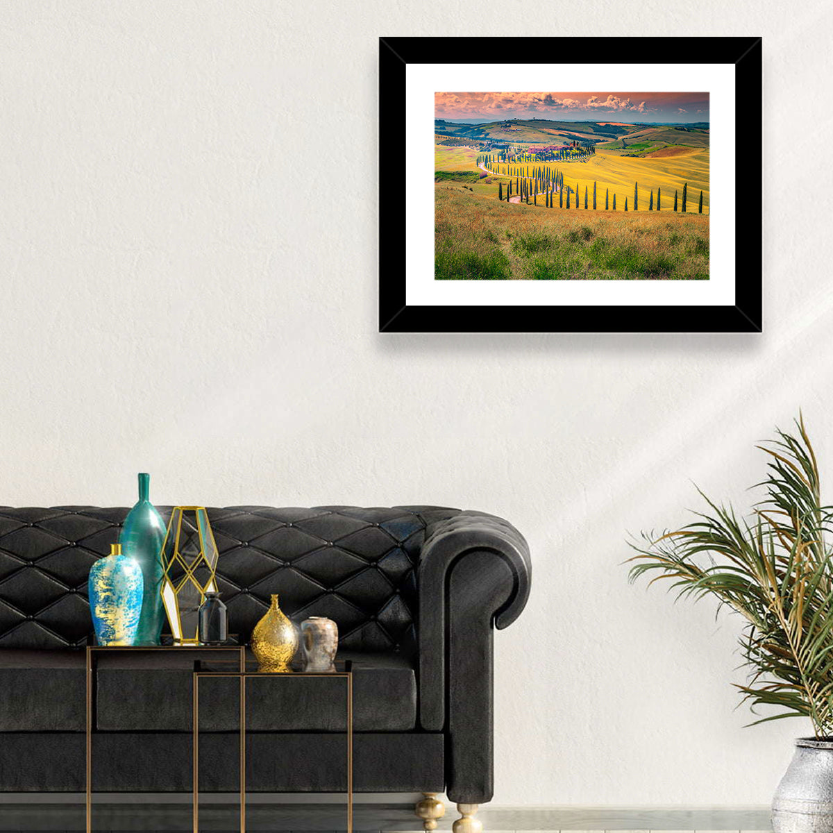 Val D'orcia Cypress Road Wall Art in a room, landscape