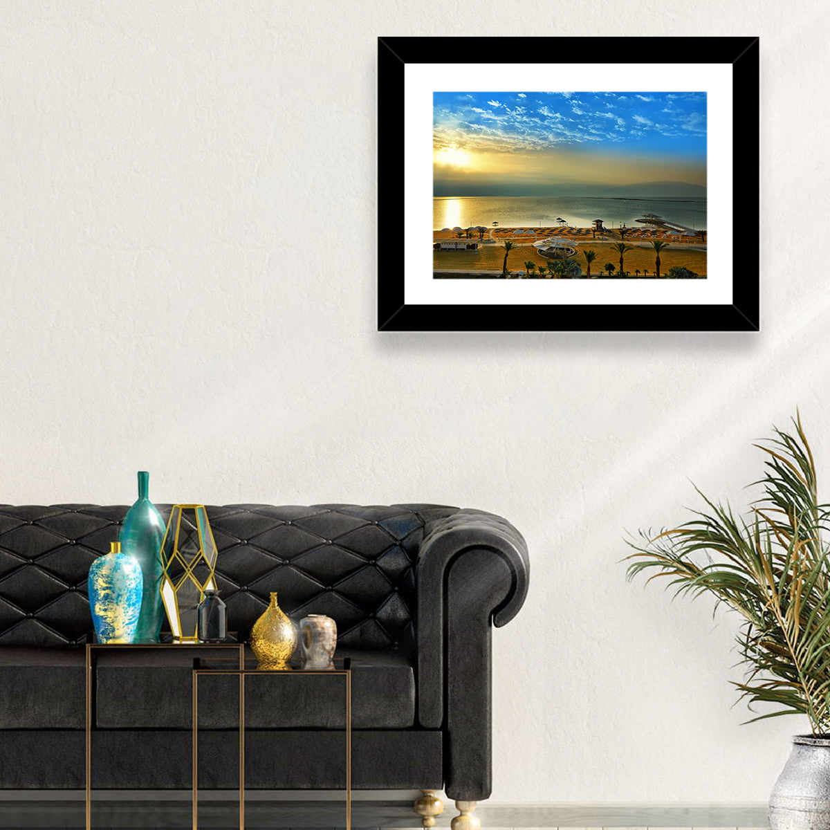 Dead Sea Sunset Wall Art in a room, landscape
