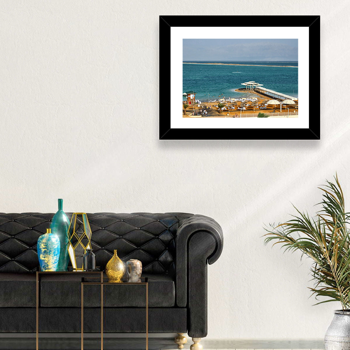 Dead Sea Boardwalk Wall Art in a room, landscape