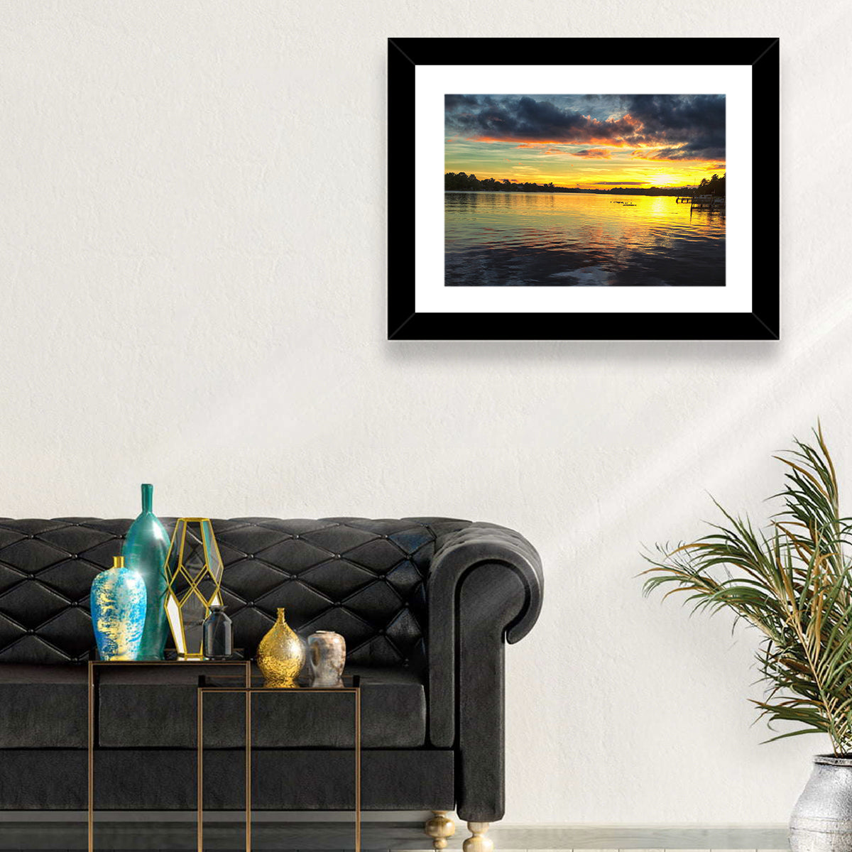 Lake Marion Sunset Wall Art in a room, landscape