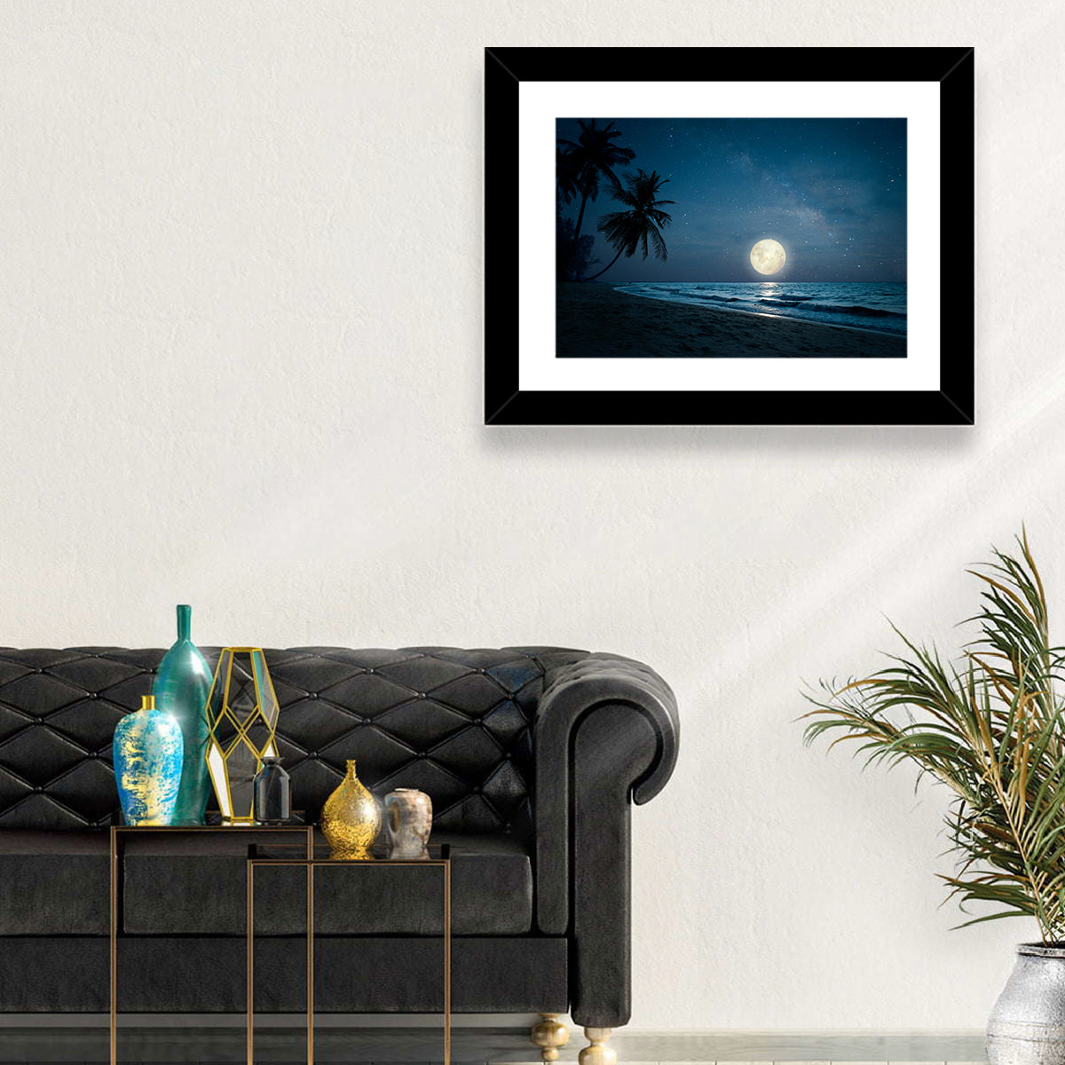 Palm Beach Moonset Wall Art in a room, landscape