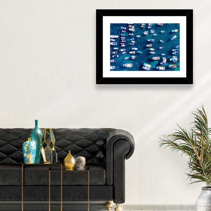 Aerial Boats Over Turquoise Sea Wall Art