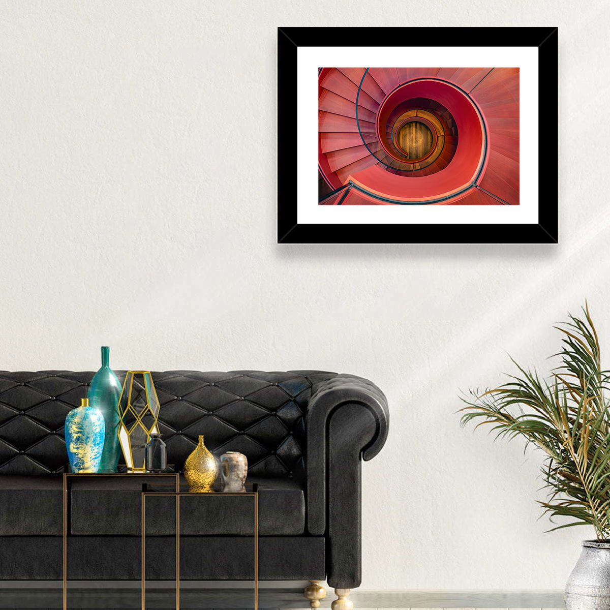Red Spiral Staircase Wall Art