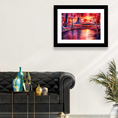 Autumn Forest Lake at Dusk Wall Art
