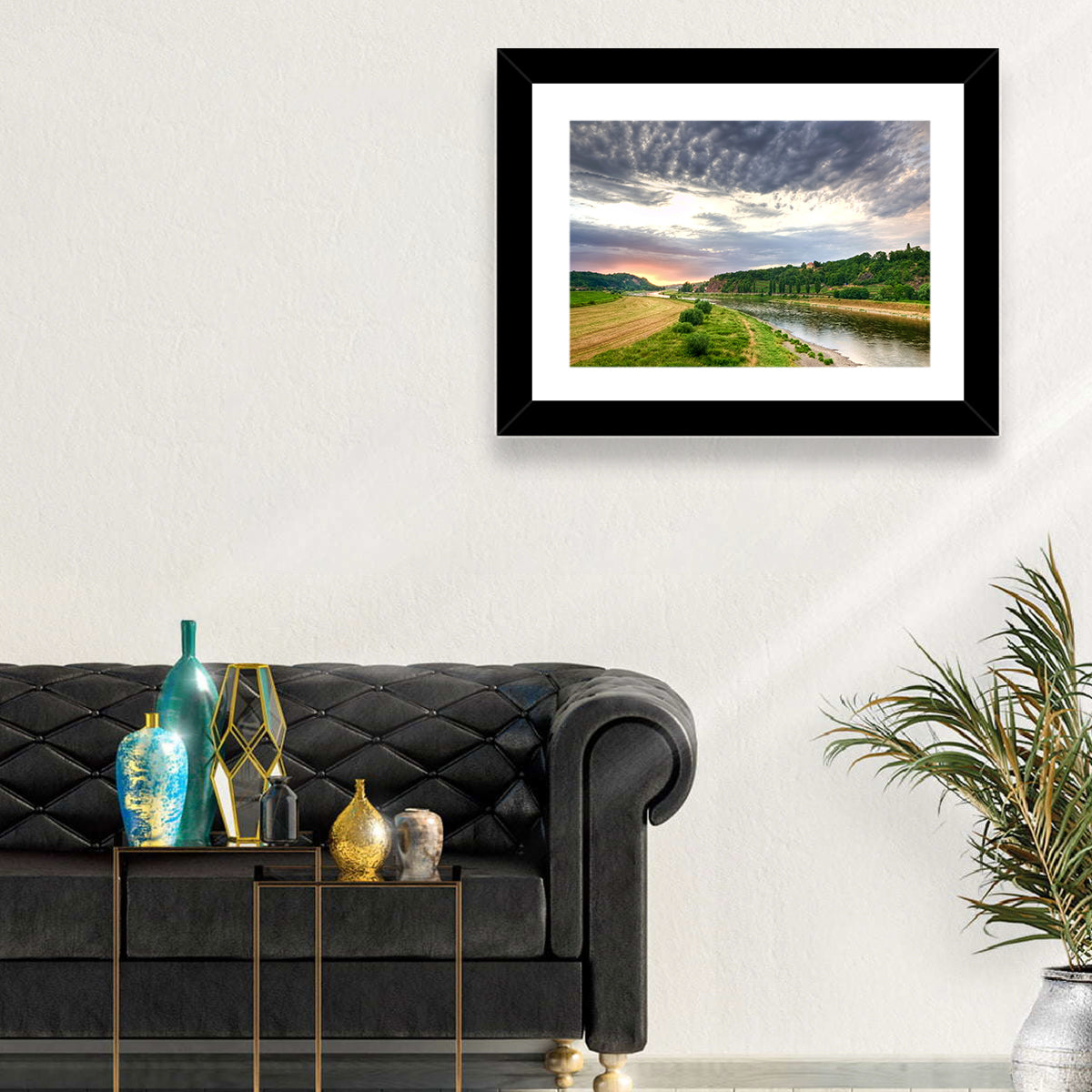 Elbe River at Golden Hour Wall Art