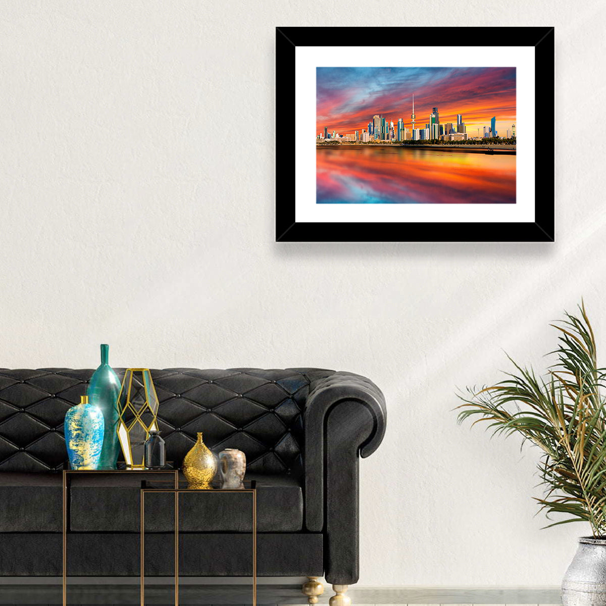 Shuwaikh Port at Dusk Wall Art in a room, landscape