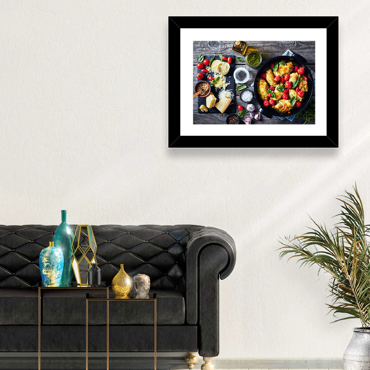 Pesto Baked Chicken Flat Lay Wall Art