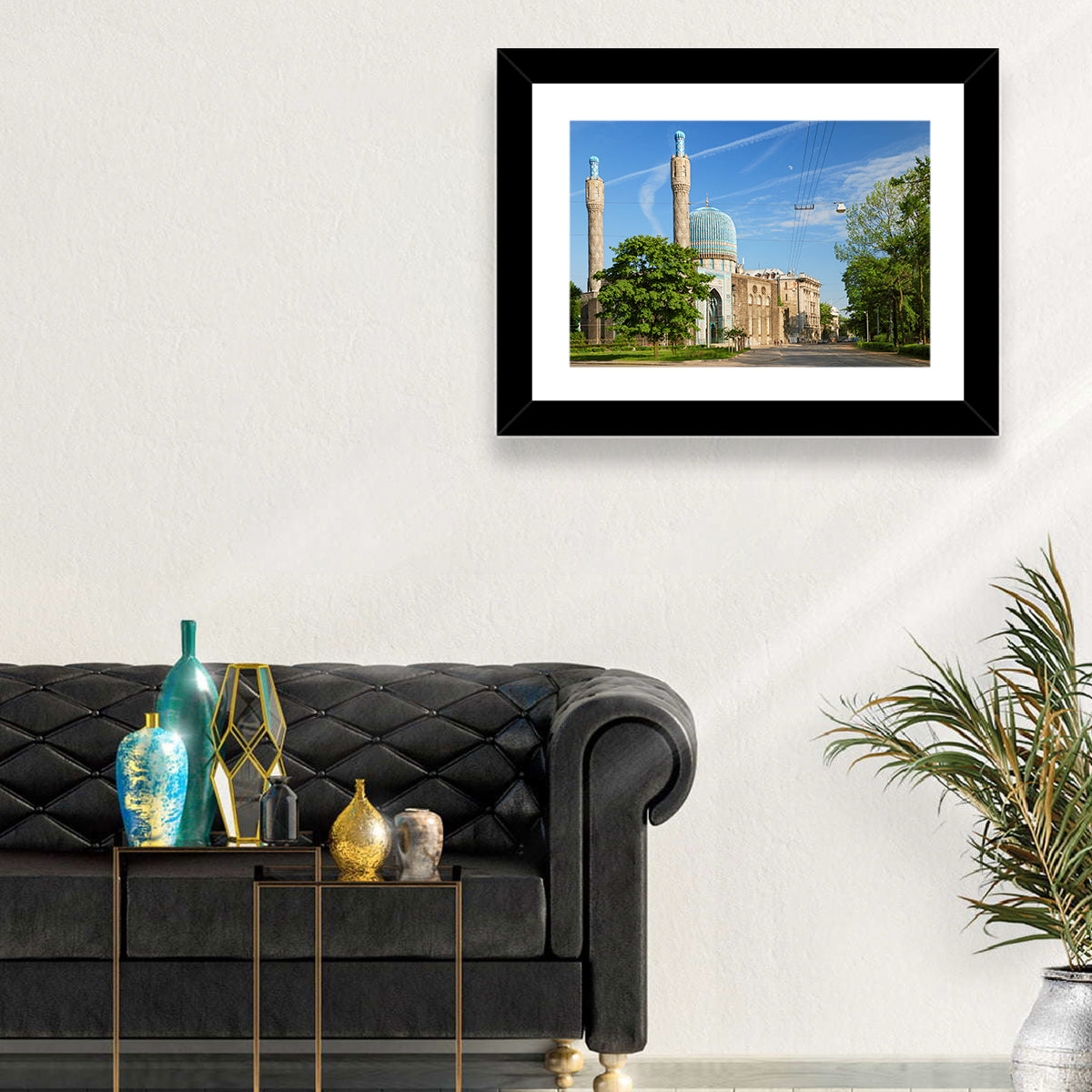 Saint Petersburg Mosque Blue Dome Wall Art in a room, landscape