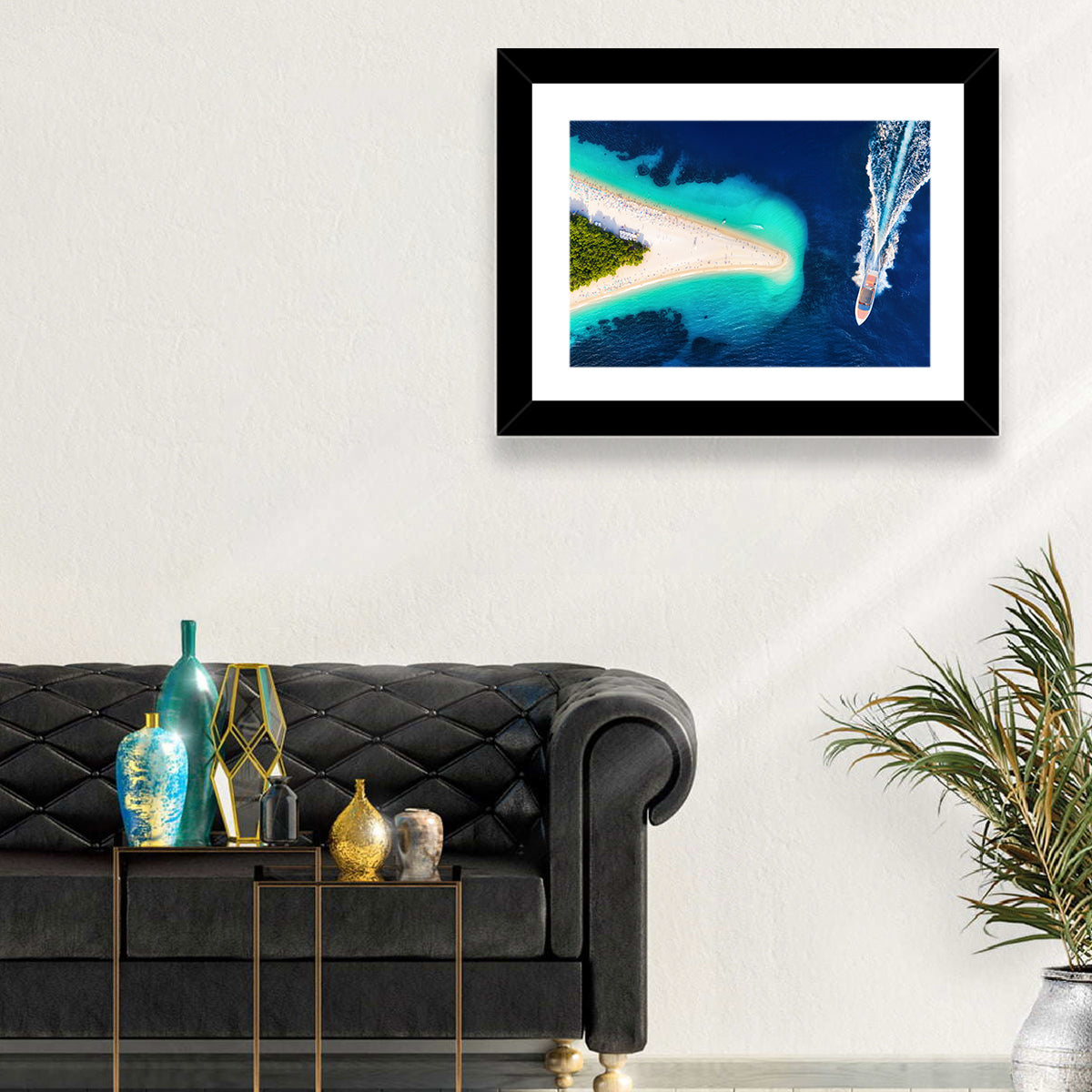 Zlatni Rat Beach Aerial, Bol Croatia Wall Art in a room, landscape