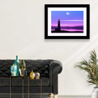 Moonlit Lighthouse Reflection Wall Art