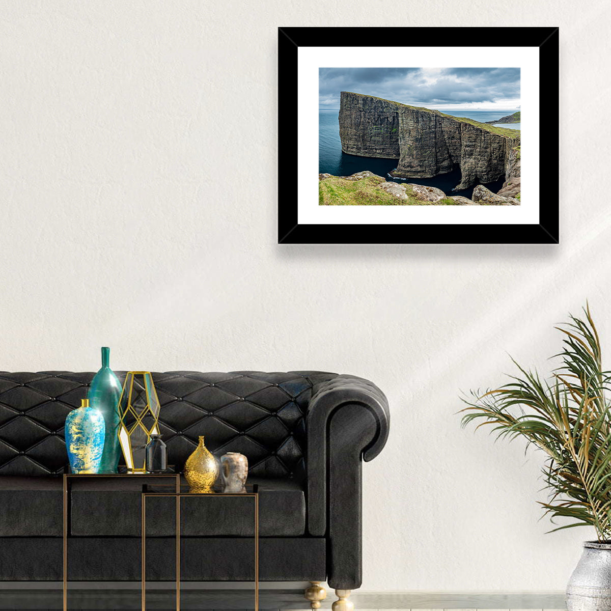 Trælanípa Cliff, Faroe Islands Wall Art in a room, landscape