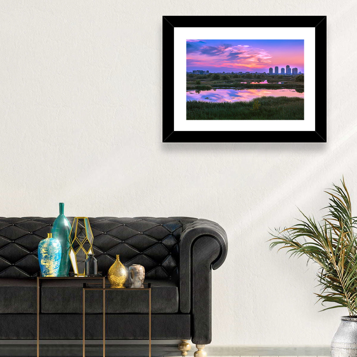 Vacaresti Park Sunset Reflection Wall Art