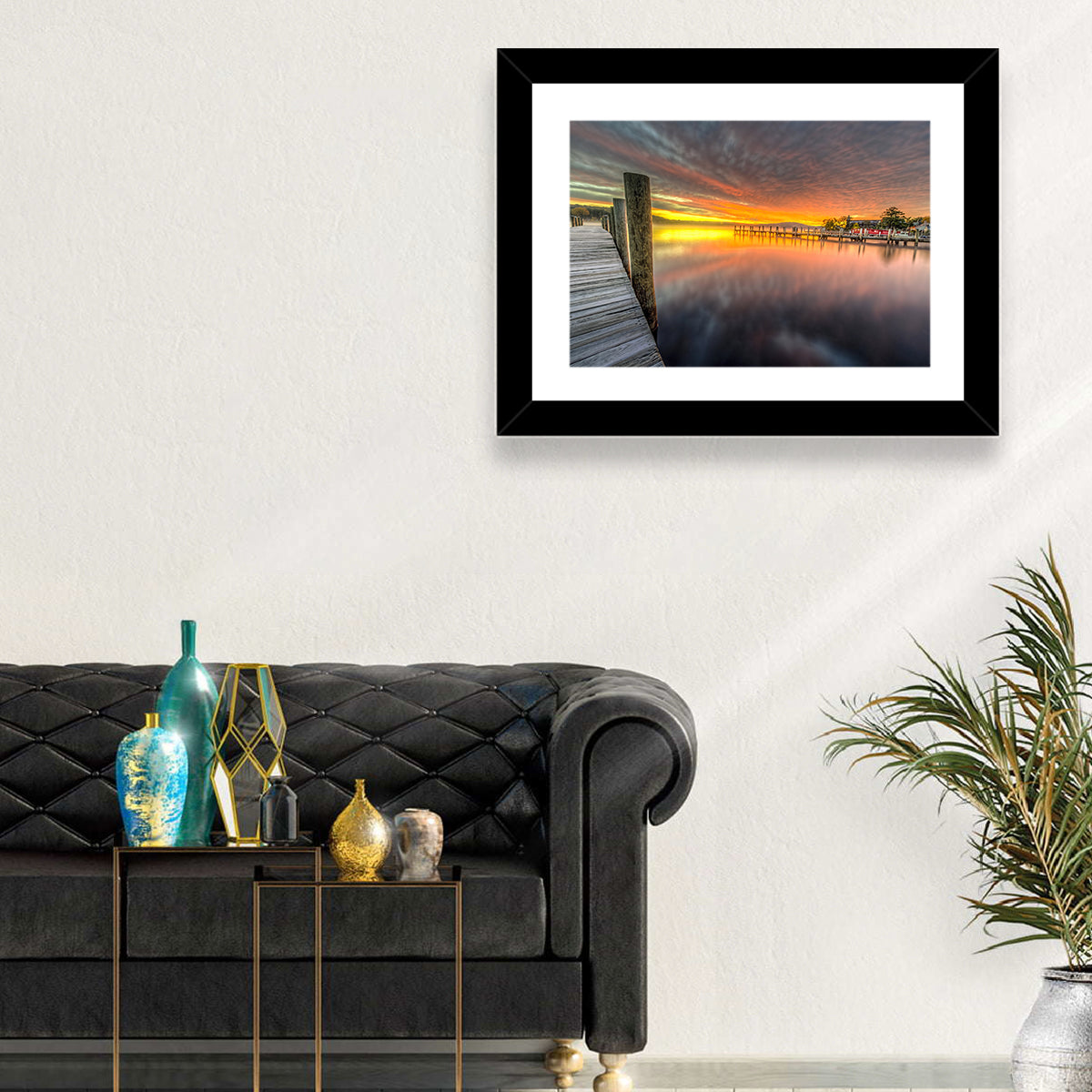 Meredith Bay Pier at Sunrise Wall Art