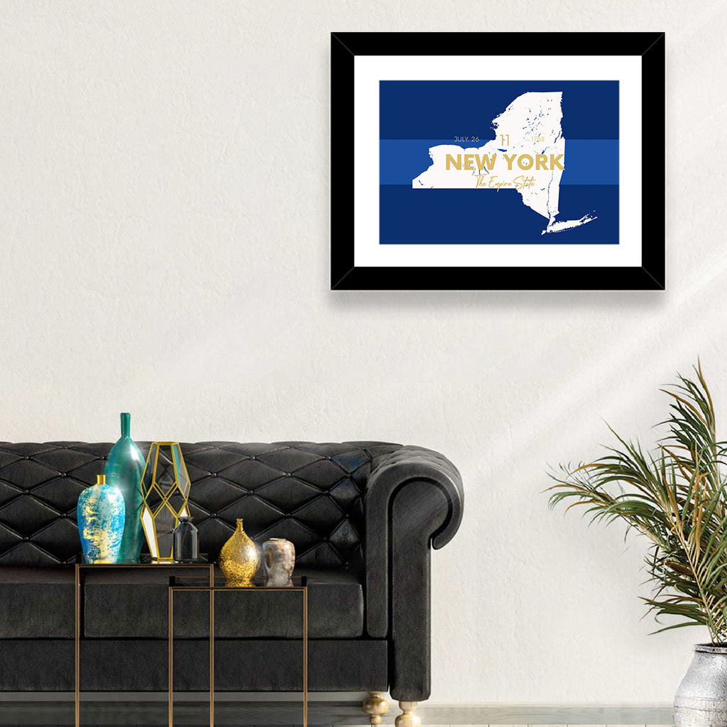 New York State Typographic Map Wall Art