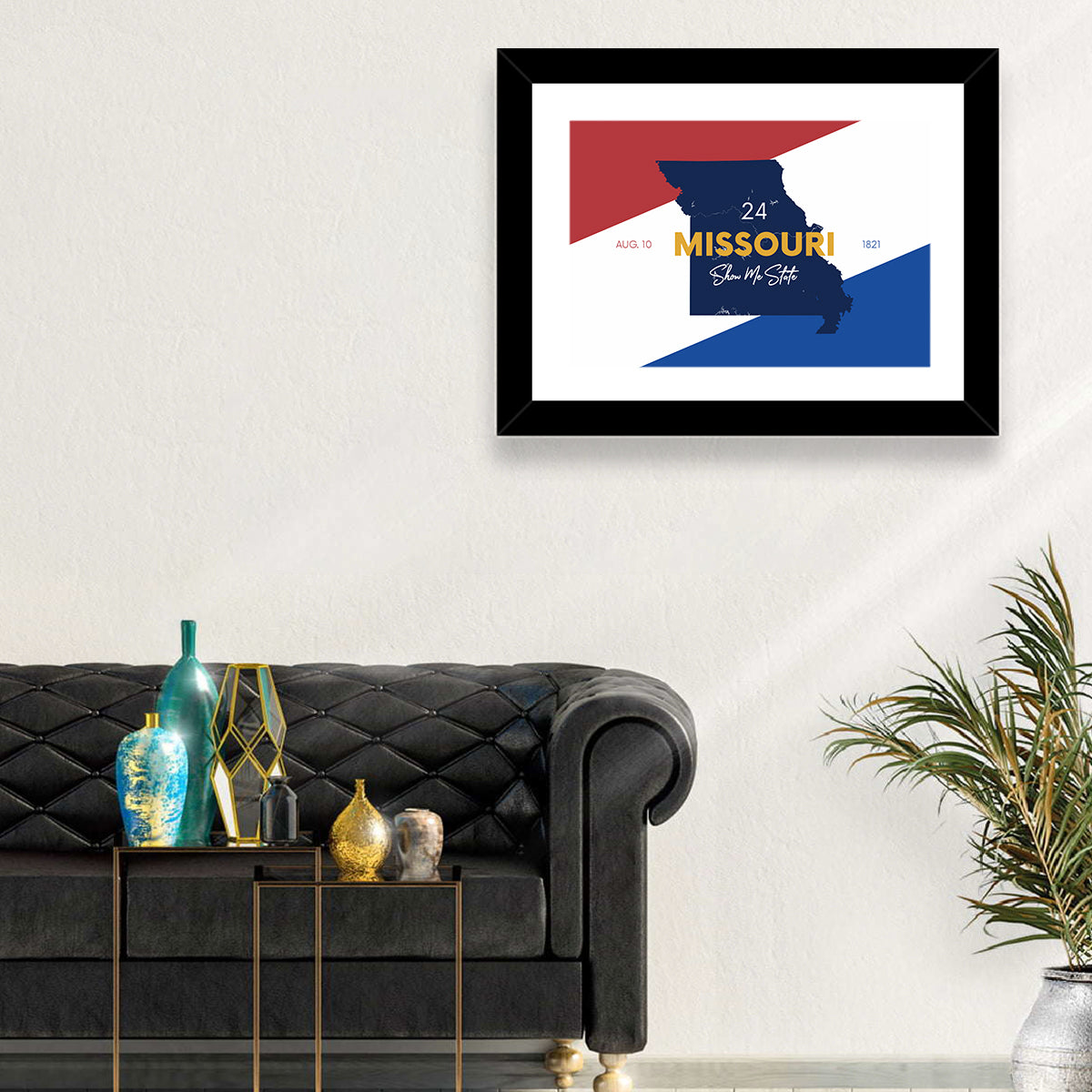Missouri Map, Show Me State Wall Art in a room, landscape
