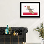 California Map with Red Star Wall Art