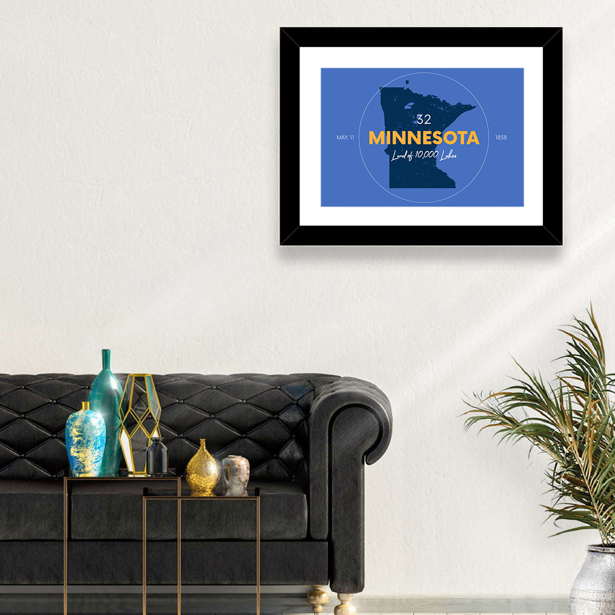 Minnesota State Outline Graphic Wall Art